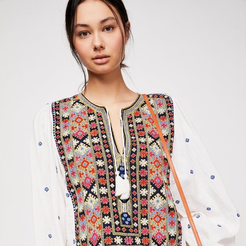 Free People Cropped Peasant Top